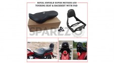 For Royal Enfield Super Meteor 650 Deluxe Touring Dual Seat Black and Backrest With Pad - SPAREZO
